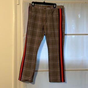 Mother Insider Ankle pant in printed plaid with trim